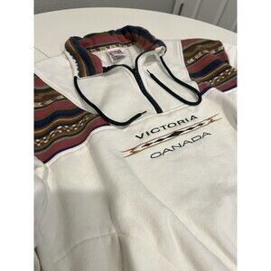Cityscape Men's L/G White Colorblock Fleece 1/4 Zip Mock Neck Victoria